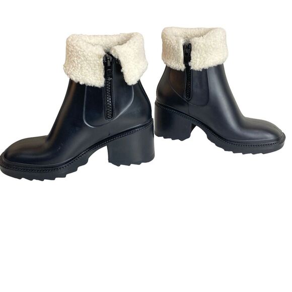 INC Eadin Ankle Bootie Faux Leather Faux Fur Trim Zipper Boots Womens Size 9 - Picture 15 of 16